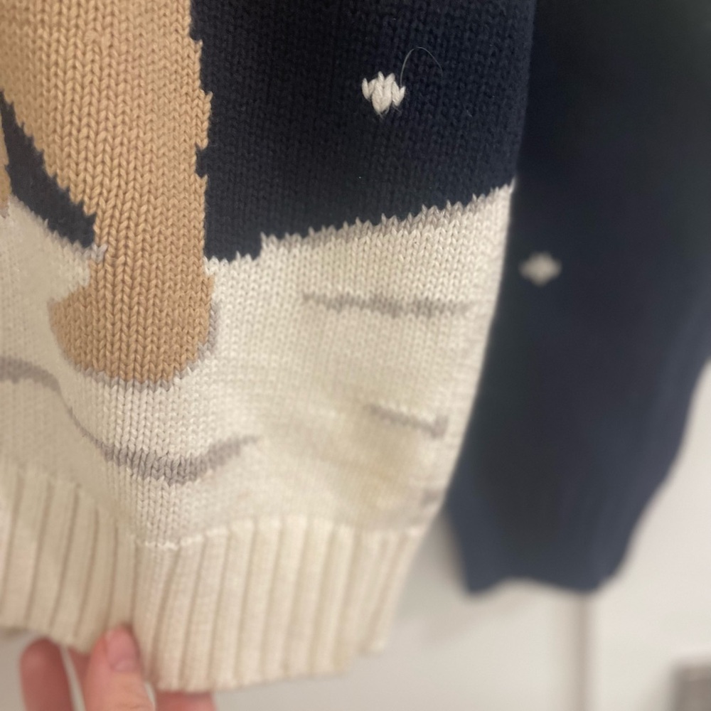 Vintage Navy Dog Christmas Winter Holiday Grandmacore Pullover Sweater - Picture 5 of 7